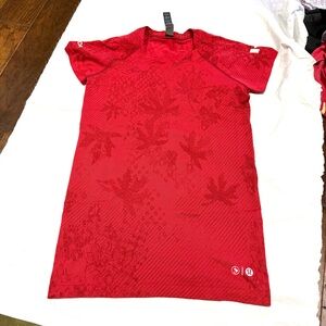 Lululemon Athletica Red Floral Pattern Top